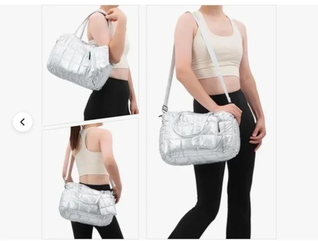Bolso acolchado plateado