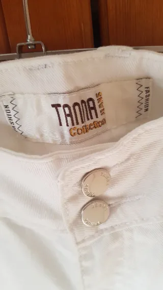 Pantalones vaqueros blancos cropped talla 42