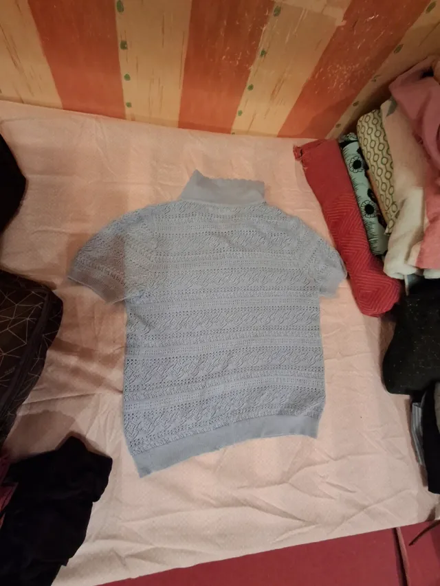 Camiseta Mango Linen azul de punto