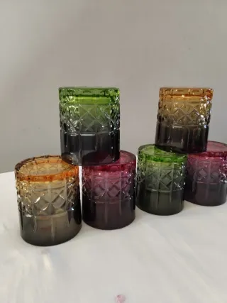 Set 6 Bicchieri Vetro Colorati