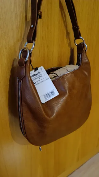 Bolso Desigual Marrón Flores Bordadas Nuevo