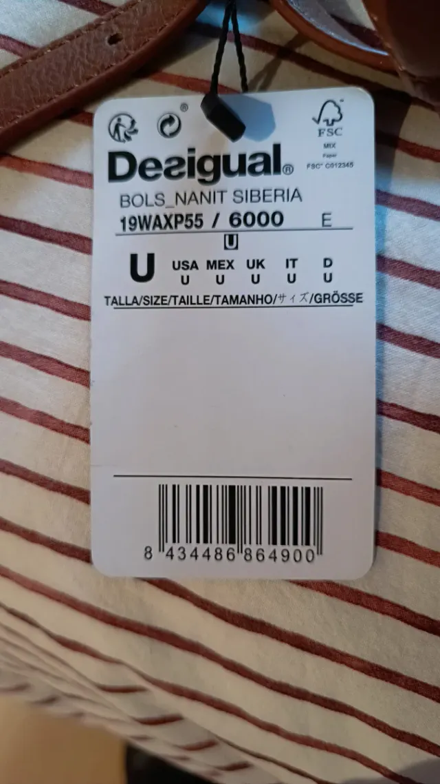 Bolso Desigual Marrón Flores Bordadas Nuevo