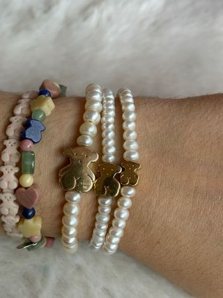 Pulsera Tous Oso Perlas Oro