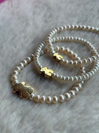Pulsera Tous Oso Perlas Oro
