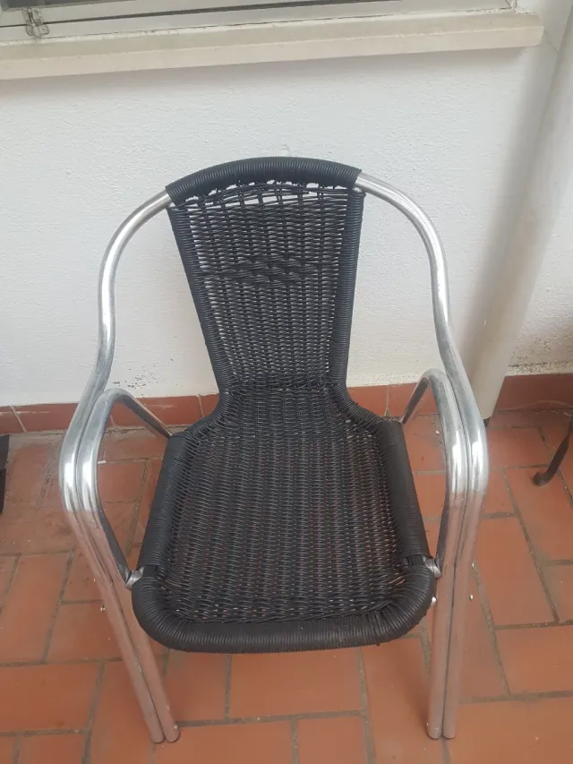 2 Sedie da Terrazza in Metallo e Vimini