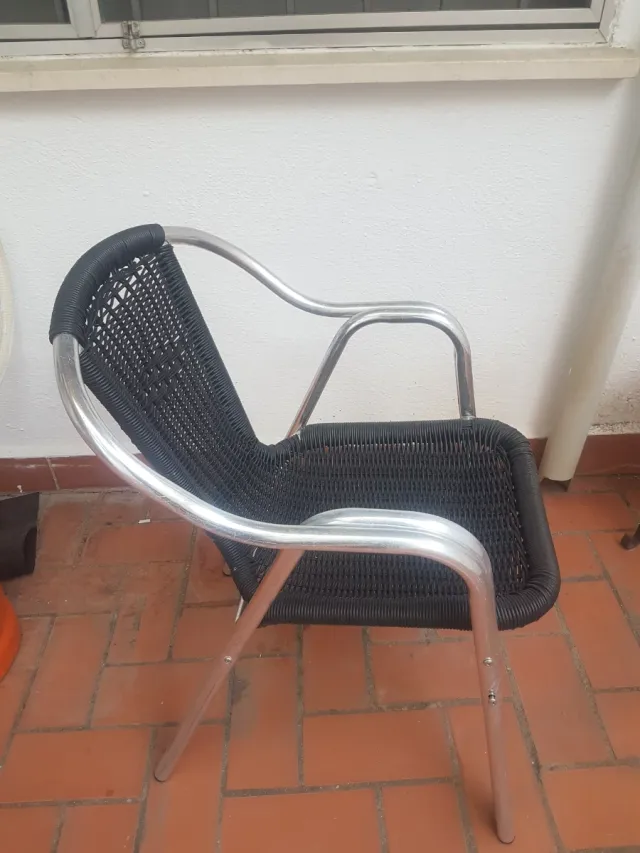 2 Sedie da Terrazza in Metallo e Vimini