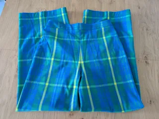 Pantalón Uterqüe cuadros azul y verde