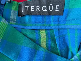 Pantalón Uterqüe cuadros azul y verde