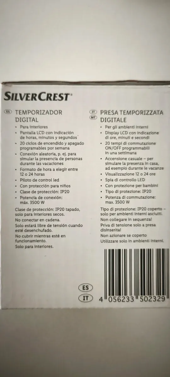 Enchufe Temporizador Digital Silvercrest