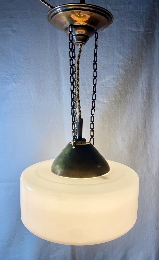 Lámpara Opalina Art Déco Dorada