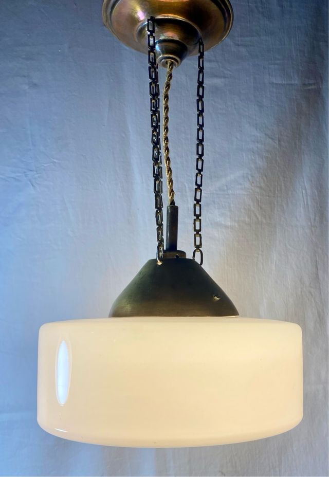 Lámpara Opalina Art Déco Dorada