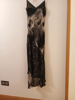 Vestido largo fiesta Síntesis blanco/negro