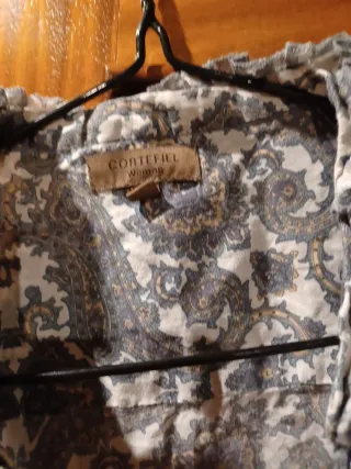 Blusa Cortefiel Estampada Gris Talla L