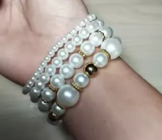 4 Pulseras Perlas y Corazón Dorado