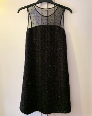 Vestido fiesta Zara tul brillo negro corto