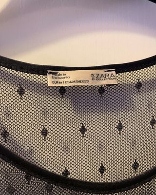 Vestido fiesta Zara tul brillo negro corto