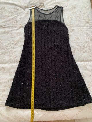 Vestido fiesta Zara tul brillo negro corto