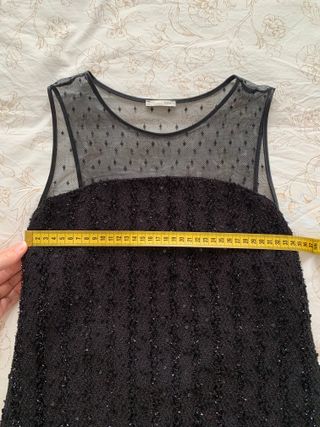 Vestido fiesta Zara tul brillo negro corto
