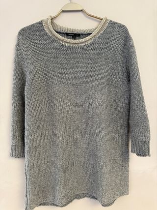 Jersey Mango gris cuello dorado mujer