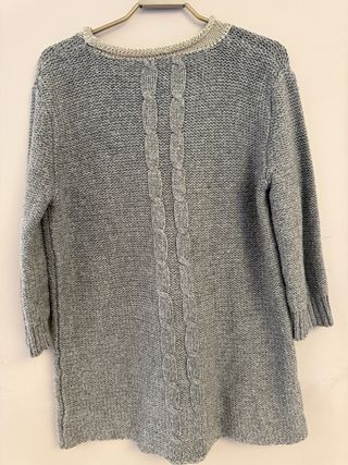 Jersey Mango gris cuello dorado mujer