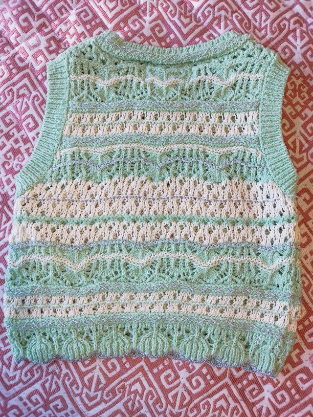 Chaleco Zara niña verde agua-beige T.9-10Y