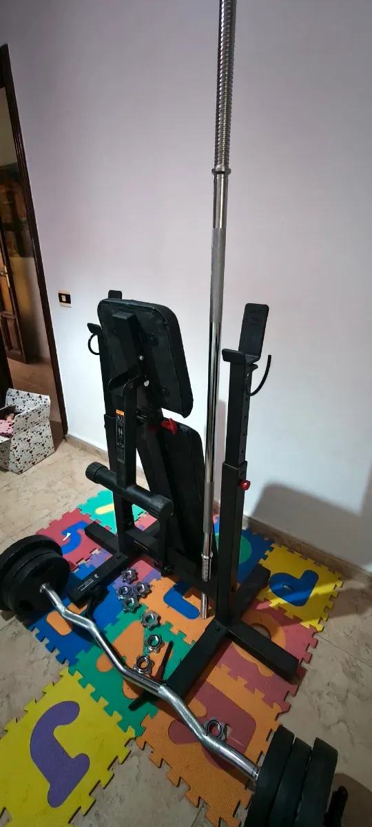 Banco musculación + juego pesas