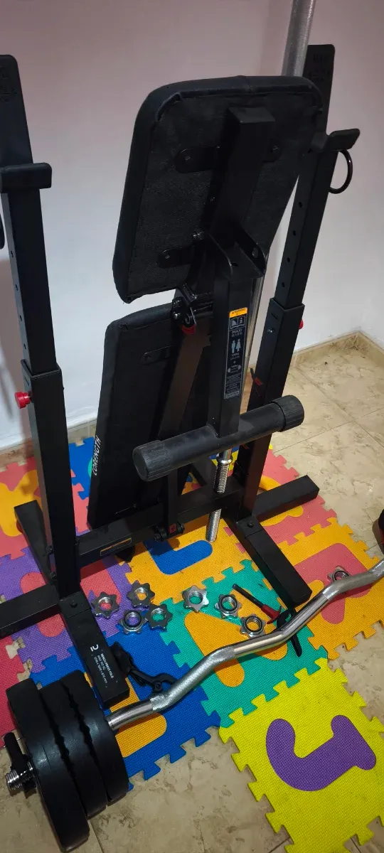 Banco musculación + juego pesas