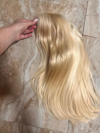 Peluca pelo humano rubio platino indetectable