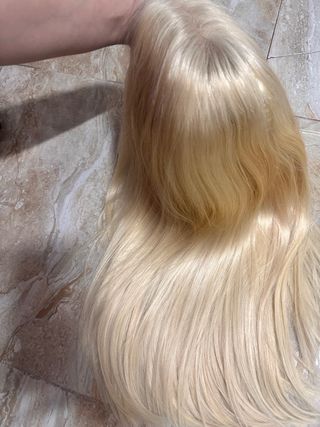Peluca pelo humano rubio platino indetectable