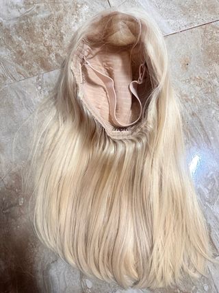 Peluca pelo humano rubio platino indetectable