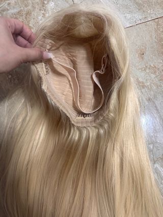 Peluca pelo humano rubio platino indetectable