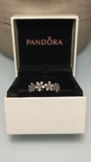 Anillo Pandora Flores Plata 925 y circonitas T52