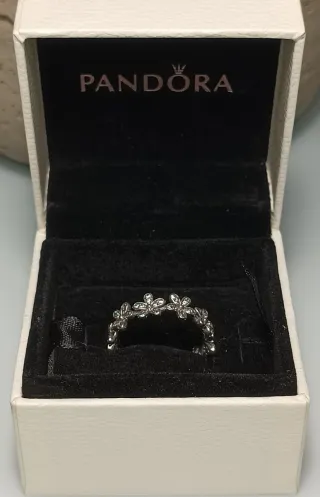 Anillo Pandora Flores Plata 925 y circonitas T52