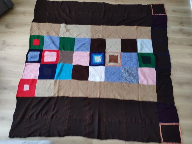 Manta patchwork lana hecha a mano 195x200
