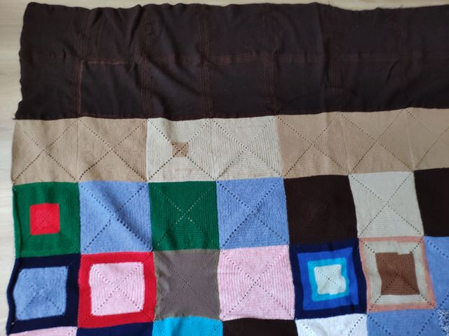 Manta patchwork lana hecha a mano 195x200
