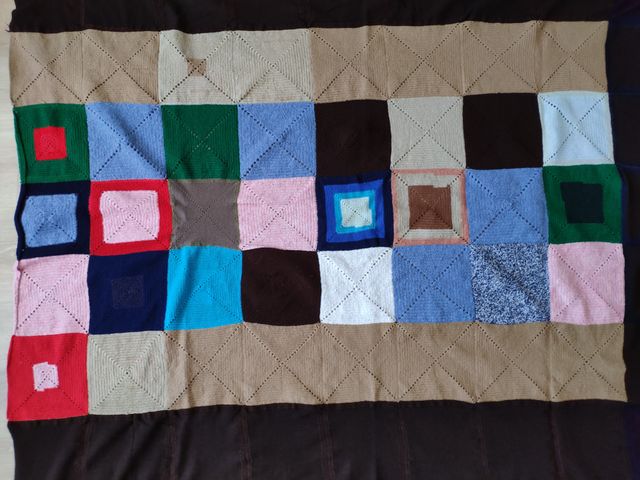 Manta patchwork lana hecha a mano 195x200