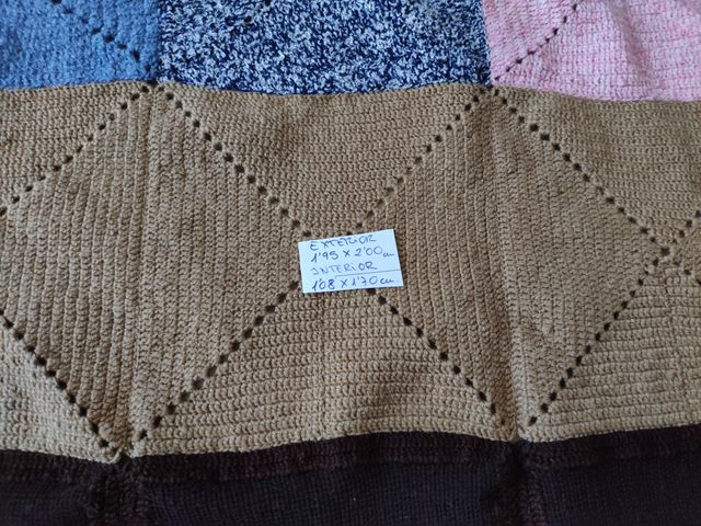 Manta patchwork lana hecha a mano 195x200