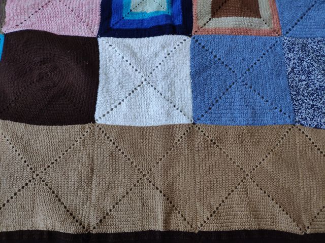 Manta patchwork lana hecha a mano 195x200