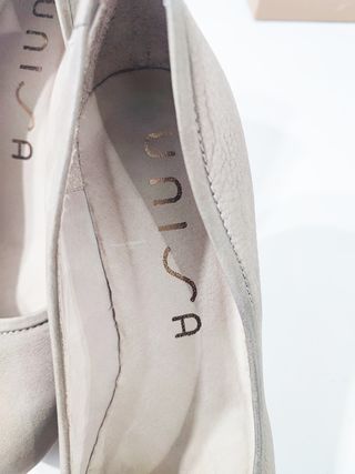Unisa/ Tacones con plataforma piel nobuk beige 39