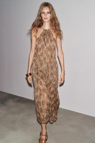 nuevo con etiqueta ZARA vestido gasa animal print