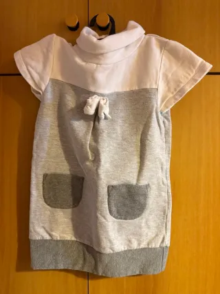 Vestito bambina vintage grigio bianco