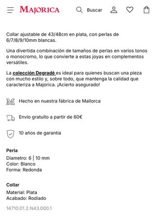 Collar Majorica Perlas 6 y 10mm Lyra