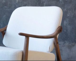 Butaca Hannun Madera y Tela Beige