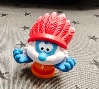 Figura Pitufo Peyo Indio y indio en canoa.