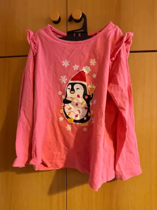 Maglietta bambina pinguino Natale