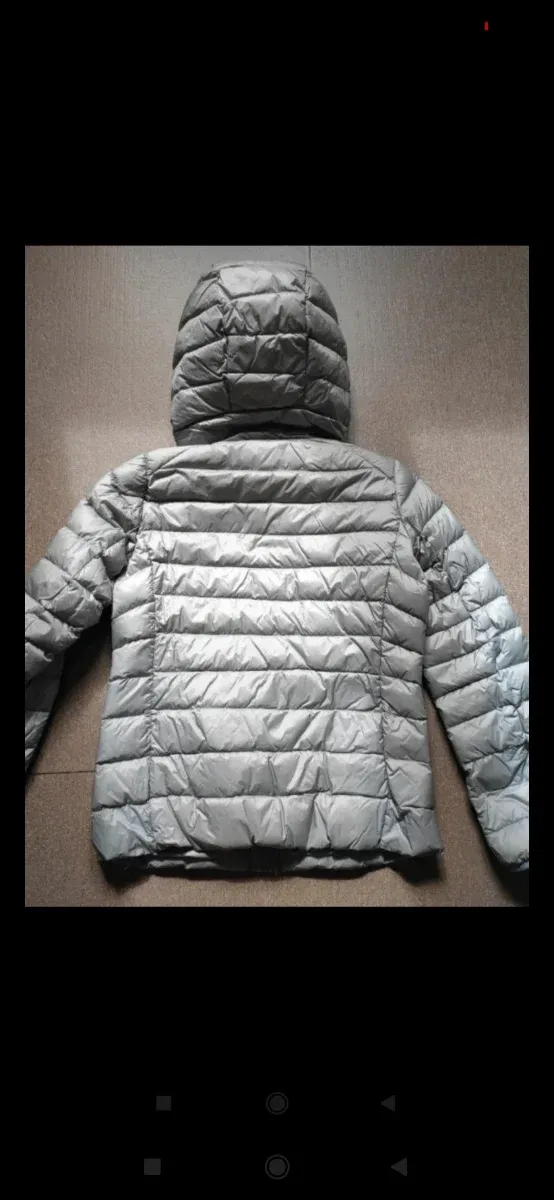 Chaqueta acolchada gris con capucha, 100% plumas