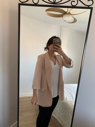 Chaqueta blazer americana Zara, rosa palo. Talla M