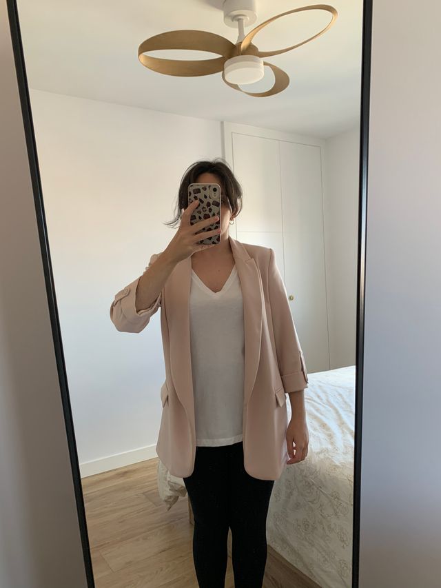 Chaqueta blazer americana Zara, rosa palo. Talla M
