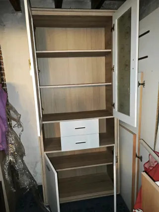 Mueble,Armario auxiliar madera y cristal