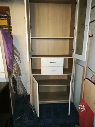 Mueble,Armario auxiliar madera y cristal